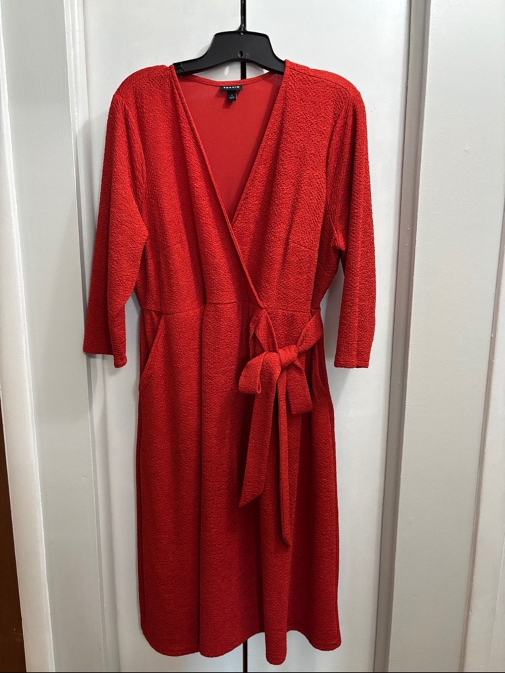 torrid Burnt orange Faux-Wrap Midi Dress with Tie Waist